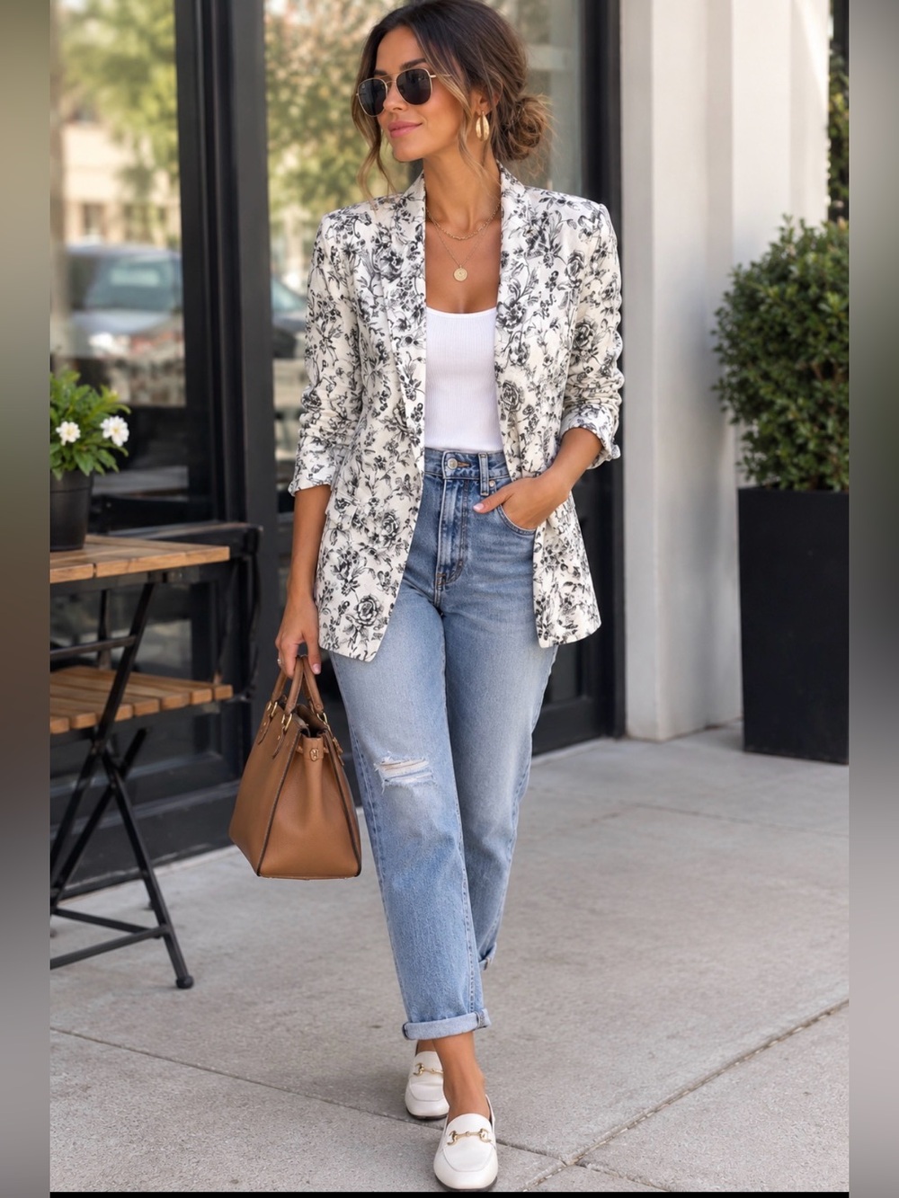 Joie 100% Linen Black & White Toile Print Blazer